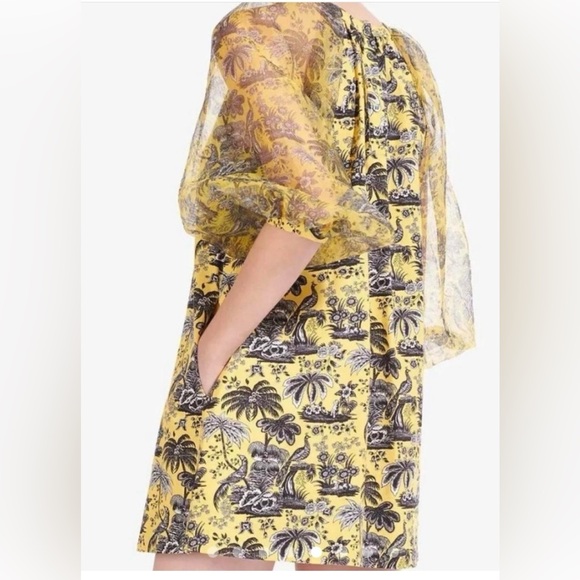 STAUD - Butter Yellow Garden Toile Puff Sleeve Mini Dress - Medium - Gorgeous - Picture 4 of 16